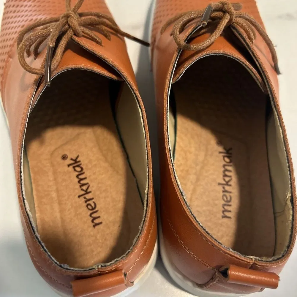 merkmak size 9 Mens Leather Oxford Shoes W/‎ Breathing Holes